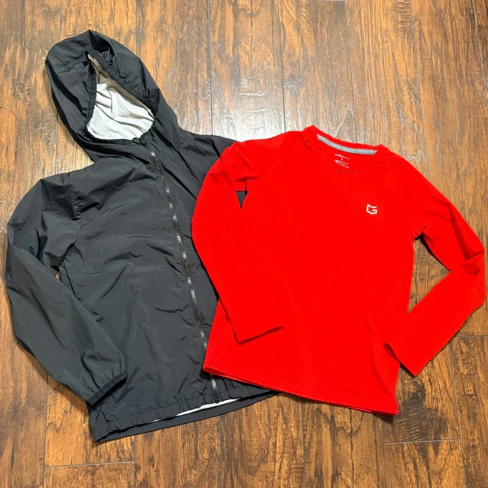 Old Navy Gradual Jacket Shirt Bundle Boys L Black Red Windbreaker Activewear